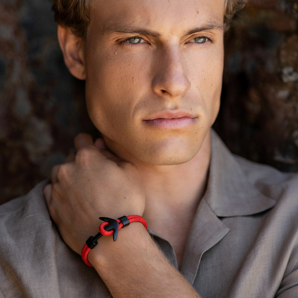 PULSERA ANCLA MARINA "RED PASSION"