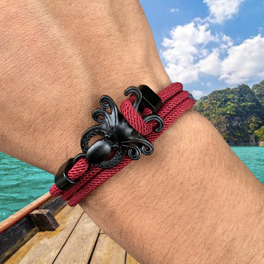 PULSERA PULPO "BURGUNDY"