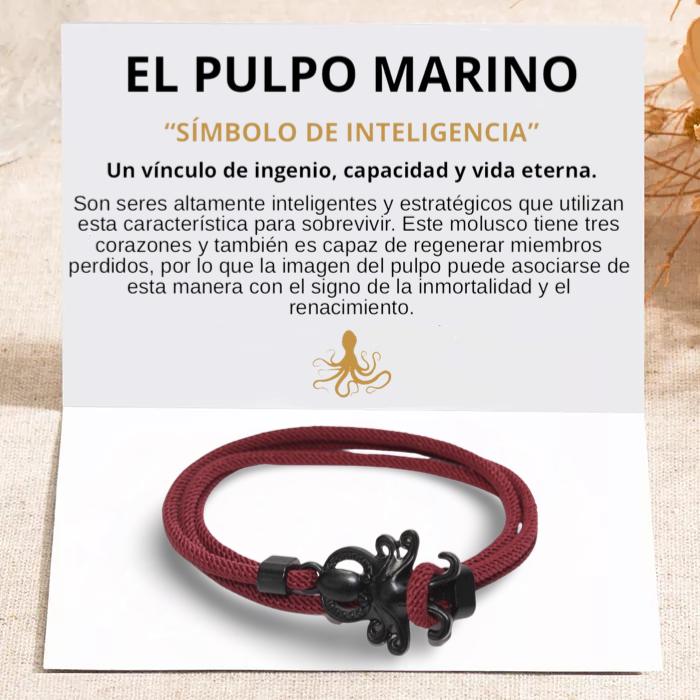 PULSERA PULPO "BURGUNDY"