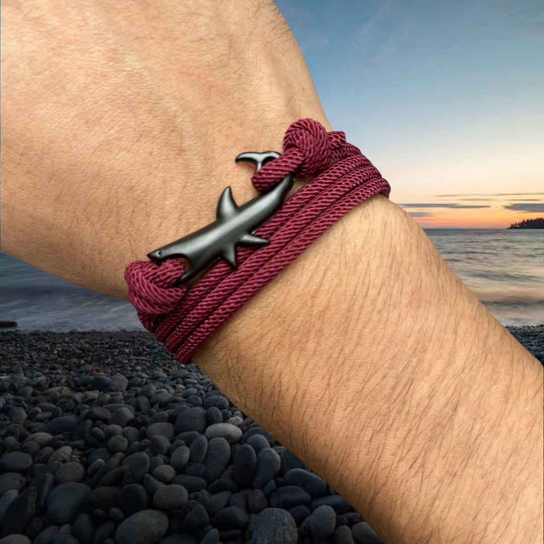 PULSERA TIBURÓN "BURGUNDY"