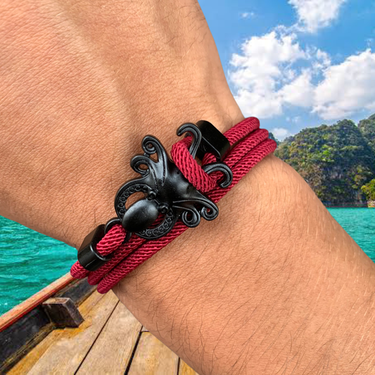 PULSERA PULPO "BURGUNDY"